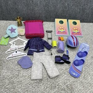 American Girl Doll Clothes snowboard outfit trophy seat cornhole crutch huge lot